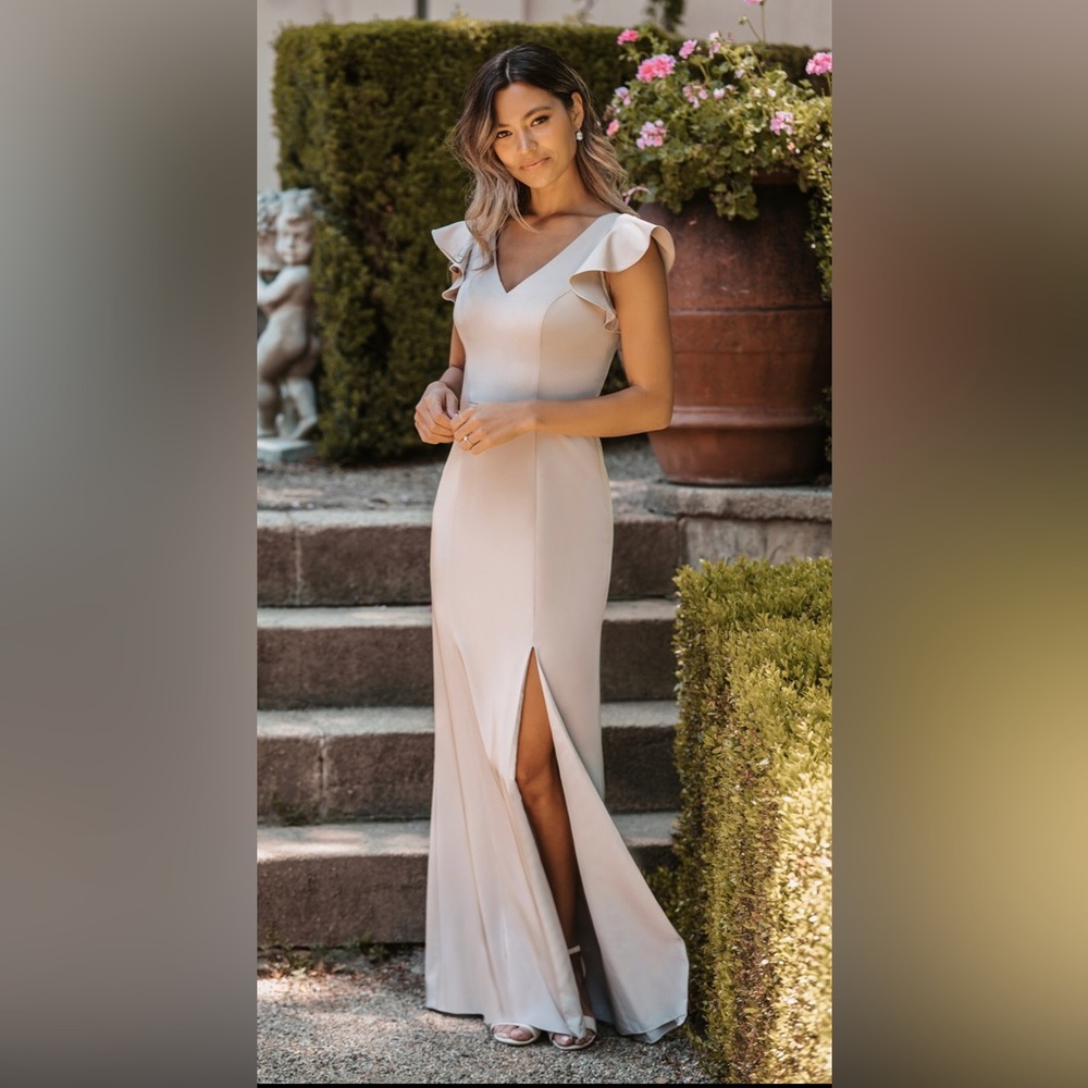 Floor Length Dress. In color taupe